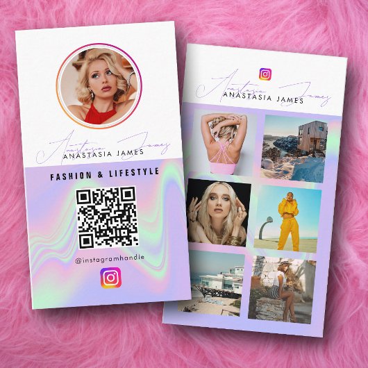 6 Foto Fütterte Grid Social Media QR Code Holograp Visitenkarte
