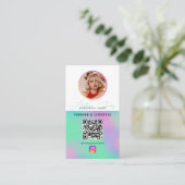 6 Foto Fütterte Grid Social Media QR Code Holograp Visitenkarte (Stehend Vorderseite)