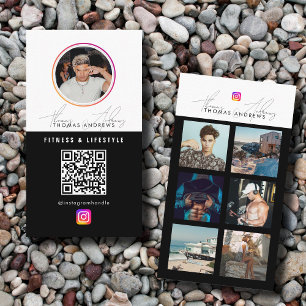 6 Foto Fütterte Grid Social Media QR Code Männlich Visitenkarte