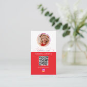 6 Foto Fütterte Grid Social Media QR Code Red Visitenkarte (Stehend Vorderseite)