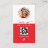 6 Foto Fütterte Grid Social Media QR Code Red Visitenkarte (Vorderseite)