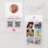 6 Foto Füttre Grid Social Media 2 QR Codes Visitenkarte (Vorne/Hinten)