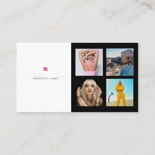 6 Foto Füttre Grid Social Media QR Code Business Visitenkarte (Rückseite)