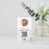 6 Foto Füttre Grid Social Media QR Code-Marble Visitenkarte (Stehend Vorderseite)