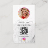 6 Foto Füttre Grid Social Media QR Code-Marble Visitenkarte (Vorderseite)