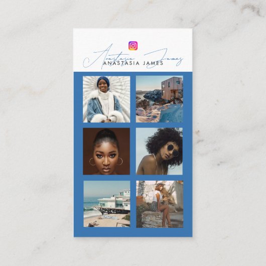 6 Foto Füttre QR-Code für soziale Medien Visitenkarte (Rückseite)