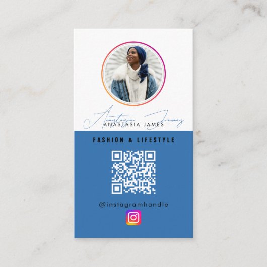 6 Foto Füttre QR-Code für soziale Medien Visitenkarte (Vorderseite)