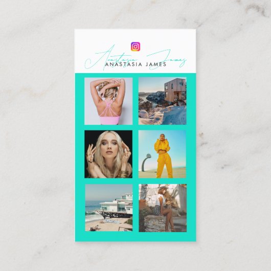 6 Foto Füttre QR-Code für soziale Medien Visitenkarte (Rückseite)