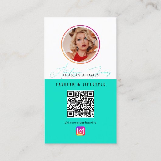 6 Foto Füttre QR-Code für soziale Medien Visitenkarte (Vorderseite)