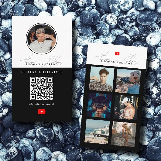 6 Foto Gefüttert Vlogger Channel QR Code Male Visitenkarte