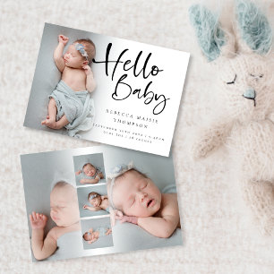 6 Foto Girl Boy Script Hello Baby Birth Ankündigung
