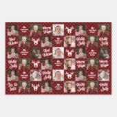 6 Foto Großkinder Rotes Buffalo Karierte Weihnacht Geschenkpapier Set (Vorderseite)