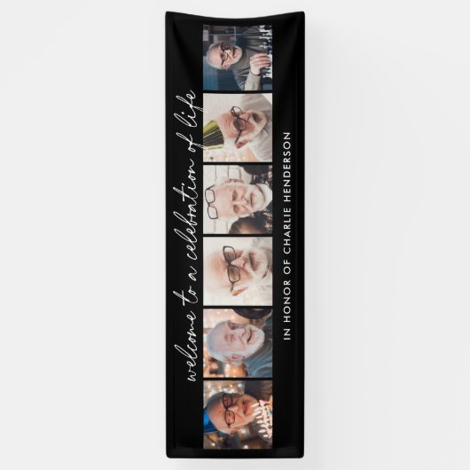 6-Foto-handgeschriebene Script-Feier zum Leben Banner (Vertikal)