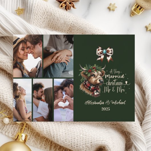 6 Foto Highland Cow Frohe Weihnachten Mrs. und Mr.