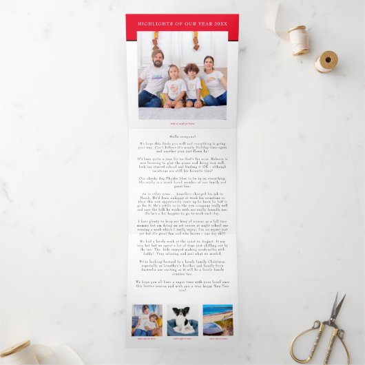 6 Foto Jahr in View Festival Newsletter Square Rot Dreifach Gefaltete Urlaubskarte (Innenseite)