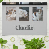 6 Foto Kollage Tierliebhaber Schwarz Geschirrtuch (Gefaltet)