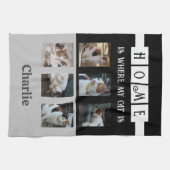 6 Foto Kollage Tierliebhaber Schwarz Geschirrtuch (Horizontal)