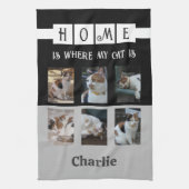 6 Foto Kollage Tierliebhaber Schwarz Geschirrtuch (Vertikal)