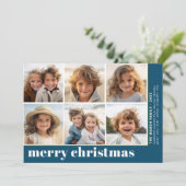 6 Foto-Offset - Frohe Weihnachten - Blau (Stehend Vorderseite)