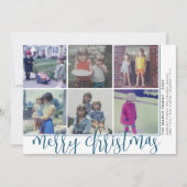 6 Foto Offset - Script Frohe Weihnachten - Blau (Vorderseite)