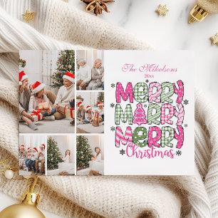 6 Foto Pink Grün Frohe Weihnachten Feiertag