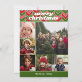 6 Foto Retro Muster - Red Green Funky Feiertagskarte (Vorderseite)