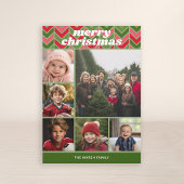 6 Foto Retro Muster - Red Green Funky Feiertagskarte