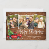 6 FOTO Retro Weihnachten Roter LKW Rustikaler Gruß (Vorderseite)