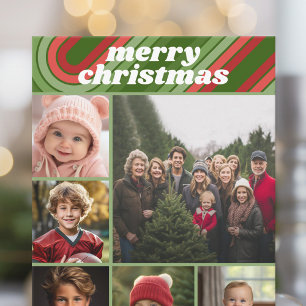 6 Foto Retrostreifen - Red Green Funky Feiertagskarte