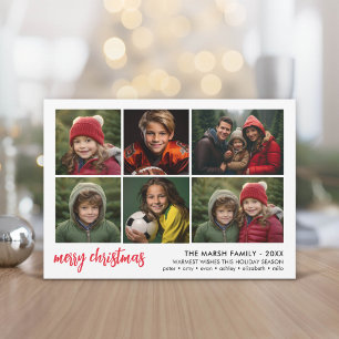6 Foto Schrift Frohe Weihnachten - Weißer Rand Rot