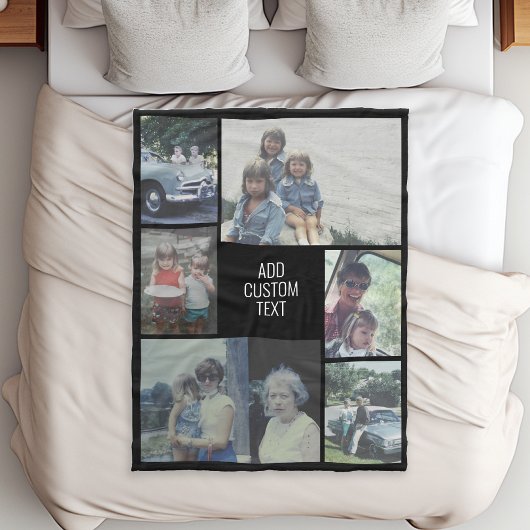 6 Foto - schwarzer Hintergrund - weißer Text Fleecedecke