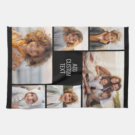 6 Foto - schwarzer Hintergrund - weißer Text Geschirrtuch (Horizontal)