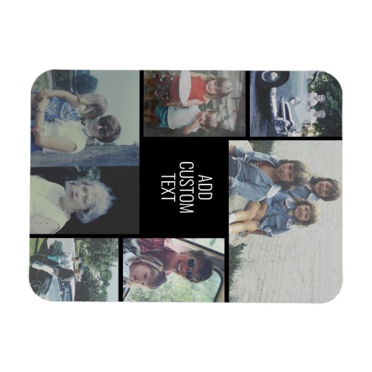 6 Foto - schwarzer Hintergrund - weißer Text Magnet (Horizontal)