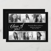 6 Foto Script Abschluss Einladung - Schwarz (Vorne/Hinten)