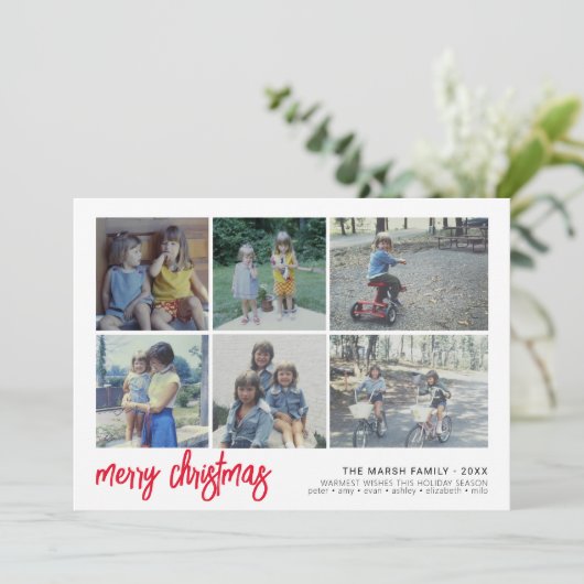 6 Foto Script Frohe Weihnachten - White Border Til (Stehend Vorderseite)