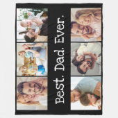 6 Foto Spaß Bester Vater je Collage Schwarz und We Fleecedecke (Vorderseite)