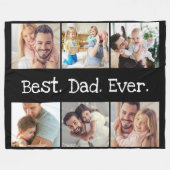 6 Foto Spaß Bester Vater je Collage Schwarz und We Fleecedecke (Vorderseite (Horizontal))