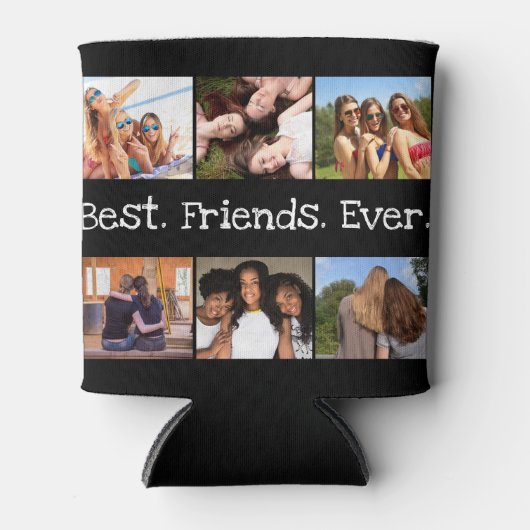 6 Foto Spaß Die besten Freunde je Collage Schwarz- Dosenkühler (Vorderseite)