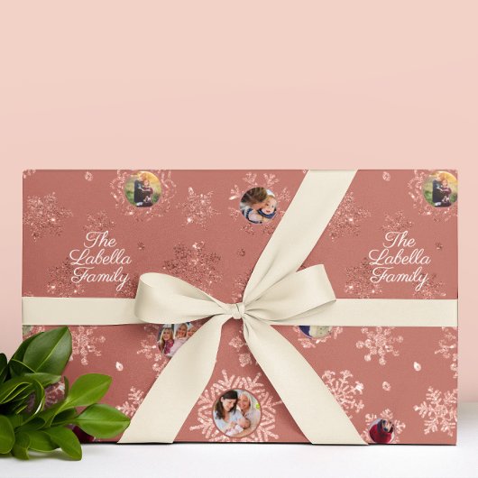 6 Foto Template Rose Gold Glitzer Snowflakes Gesch Geschenkpapier