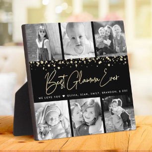 6 Foto von Collage Best Glamma Ever Glam Gold Scri Fotoplatte