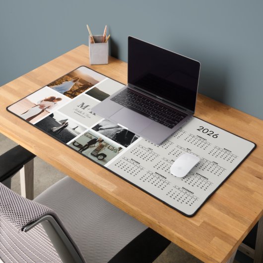 6 Foto Wedding Collage Newlyweds 2026 Kalender Schreibtischunterlage (Büro 2)