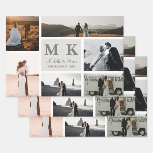 6 Foto Wedding Collage Newlyweds Geschenkpapier Set (Set)