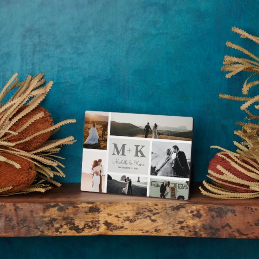 6 Foto Wedding Collage Newlyweds Keepake Fotoplatte (Seite)