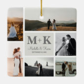 6 Foto Wedding Collage Newlyweds Keepake Keramikornament (Rückseite)