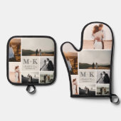 6 Foto Wedding Collage Newlyweds Keepake Ofenhandschuh & Topflappen-Set (Vorderseite)