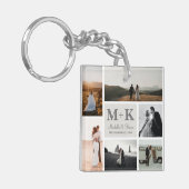 6 Foto Wedding Collage Newlyweds Keepake Schlüsselanhänger (Vorderseite links)