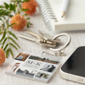 6 Foto Wedding Collage Newlyweds Keepake Schlüsselanhänger (Vorderseite rechts)