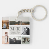 6 Foto Wedding Collage Newlyweds Keepake Schlüsselanhänger (Rückseite)