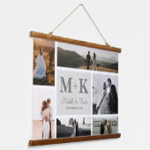 6 Foto Wedding Collage Newlyweds Keepake Wandteppich Mit Holzrahmen (Gewinkelt)