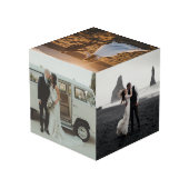 6 Foto Wedding Collage Newlyweds Keepake Würfel (Rückseite Schrägansicht)